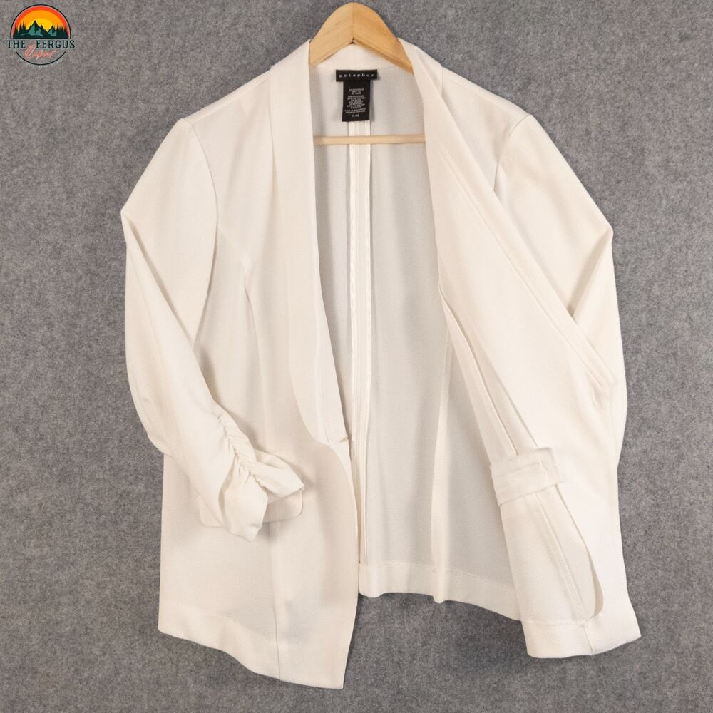 Metaphor Blazer White Ivory Long Sleeve Formal Single-Breasted Women's Size XL - Picture 3 of 11